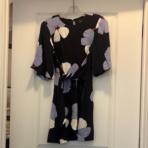 Ann Taylor Black Dress with Purple Floral Design